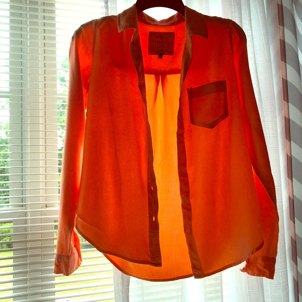 Orange fitted button down